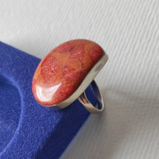 925 Silber Ring mit Koralle