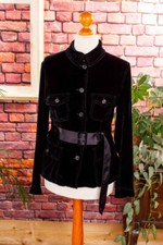 PRADA Seidensamt Jacke Blazer schwarz Gürtel Gothic Designer Runway Fashion M