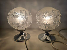 2 x Nachttischlampe 2 x Deckenlampe Doria? Space Age Glas Chrom 70' 80' ESSIG