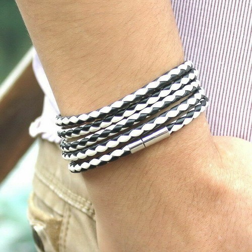 Schwarz armband lederarmband - schwarz,