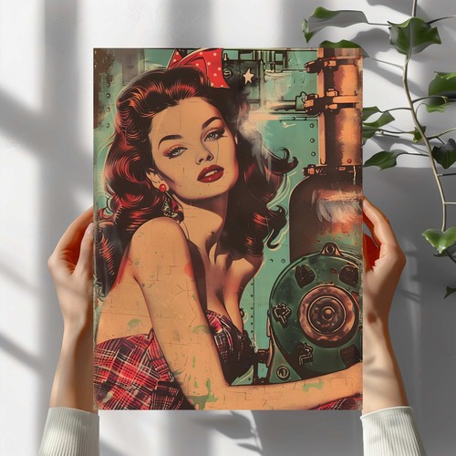 Vintage pin girl - pin, poster