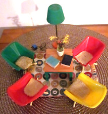 Möbel Puppenstube Konvolut 50-60er Jahre farbig Vintage Kunststoff