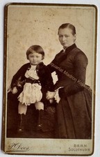 orig. CDV Foto Fotografie Bild alt Mode um 1890 Bern Does Mutter Kind
