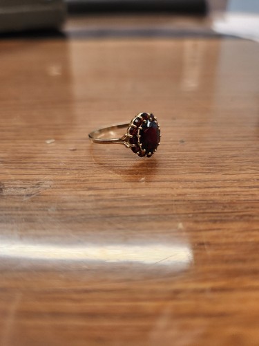 Granatring mit echtgold 333 - echtgold, 333,