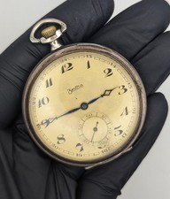 Antike Zentra Taschenuhr aus 800 Silber mit Handaufzug und kleiner Sekunde