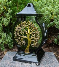 Grablicht 29,5cm Grablaterne Grableuchte Grabschmuck  Kerze Leuchte schwarz