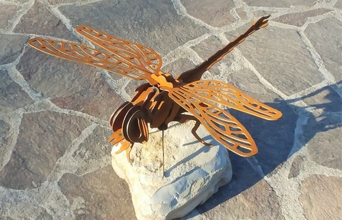 Libelle edelrost garten - libelle, 3d
