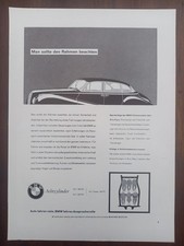 BMW 502, Rahmen, Werbung advert pubblicità Reklame, 1957