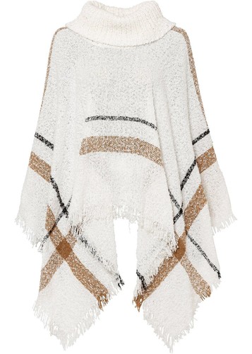 Poncho wollweiß camel - poncho, schwarz