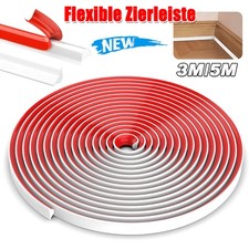 Zierleiste 12mm*9mm, 5m/3m Weiß flexibel selbstklebend | Kontur Leiste universal