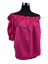 H&M Damen Top Oberteil Gr. XS 34 Schulterfrei in Pink, Damen Carmen Bluse