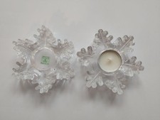PartyLite Teelichthalter Schneeflocke Glas Transparent Weihnachtlich