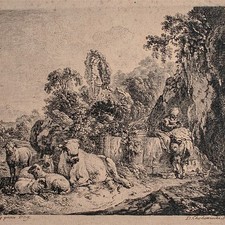 Daniel Chodowiecki Pastorale Szene Barock Orig Kupferstich nach Dietrich 1964