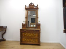 Gründerzeit Kommode Nußbaum mit Spiegel Aufsatz um 1880 Top Zustand