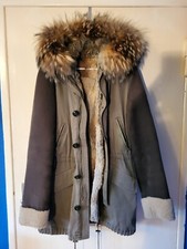 Blonde NO. 8 Parka Mantel Grösse 50 1M803 Lammfell Kaninchenfell Waschbär Khaki