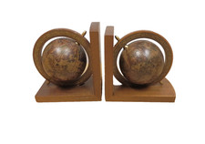 Buchstützen Holz Globus Deko Danish Design  Vintage