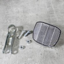 Retro Vintage Fahrrad Reflektor Frontreflektor Vorne Weiß Halter Metall K31359