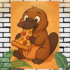 Schnabeltier isst Pizza Poster