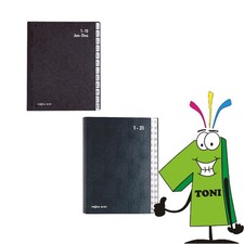 Pultordner A4 A-Z 1-31 1-12 schwarz Hartpappe Vorordner Unterschriftenmappe