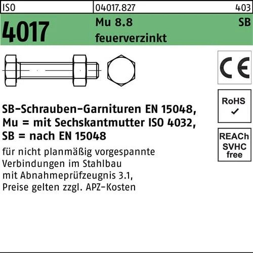Sechskantschraube iso 4017 - iso, vg