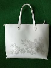 Damenhandtasche (Shopper), Weiß mit Blumenmuster (grau)