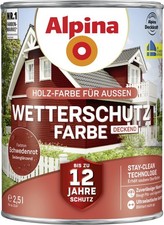 €12,00L  2,5L Alpina Wetterschutzfarbe schwedenrot seidenglanz deckend Holzfarbe