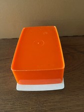 DDR Käseglocke Butterdose orange  Plastik VEB Halberstadt  Retro 70er Original