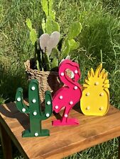 Bar Deko 3x LED Leuchten Lampen Flamingo Ananas Kaktus Dekoleuchte Tischleuchte