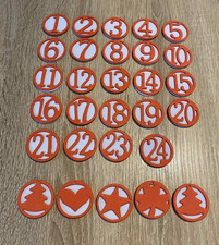 Adventskalender Zahlen Set 1 - 24 Adventskalender Weihnachten ,aus moosgummi,Rot