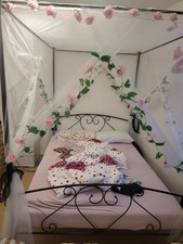 himmelbett 140x200 cm schwarz Metall