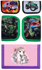 Kinder Geldbörse Portemonnaie Brustbeutel Dino Trecker Feuerwehr Einhorn Canvas