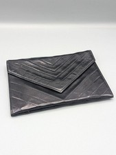 Yves Saint Laurent Clutch Tasche Gesteppt Leder Schwarz 24 cm