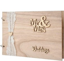 Hochzeitsgästebuch, Buch der Wünsche aus Holz 20 Seiten Premium Dickem Papier 