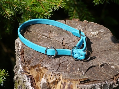 Türkises fettlederhalsband - fettlederhalsband, m