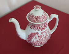 17 Century England Kaffeekanne Teekanne Royal Tudor Ware IRONSTONE. Weiß/Rot.