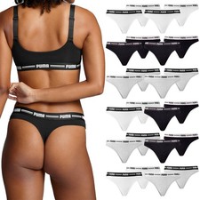 PUMA Damen String Soft Cotton Modal weich Jersey elastischer Bund Logo 4er Pack