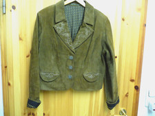 Trachten-Lederjacke braun mit Stickerei, Unikat, Gr. S