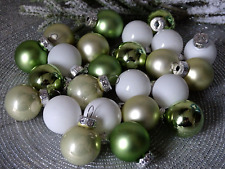 24 Glas Weihnachtskugeln--weiß, grün matt/glanz--Mini Kugeln--Baumschmuck-Deko
