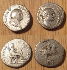 2 Denare_Vespasian_Domitian_PONTIF MAXIM_Sella Curulis_Reiter_COS V_ORIGINALE!!