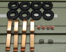 Ersatzteilset für Faller Motoren -- 8 Reifen, 4 Schleifer, 4 Kohlen + 2 Federn 