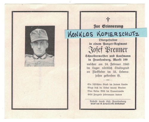 Sterbebild ogefr panzer - sterbebild, ogefr.
