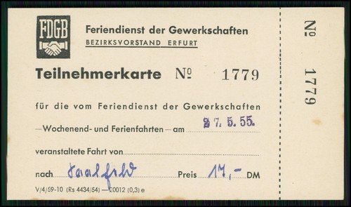 Fdgb teilnehmerkarte 1955 - 2x,