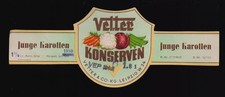 Altes DDR-Etikett von Karotten Konserve der Firma VETTER & Co. in Leipzig, 1958