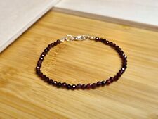 Granat Armband 3mm facettiert mit Karabinerverschluss  - 18cm - Hochwertig