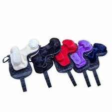 Fellsattel, Kunstfell "German Riding Mini"  12" schwarz natur lila blau rot NEU