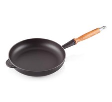 LE CREUSET Pfanne Gusseisen Holzgriff für alle Herdarten Schwarz 28 cm Geschenk