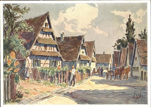 Scheibenhardt pfalz aquarell - pfalz,
