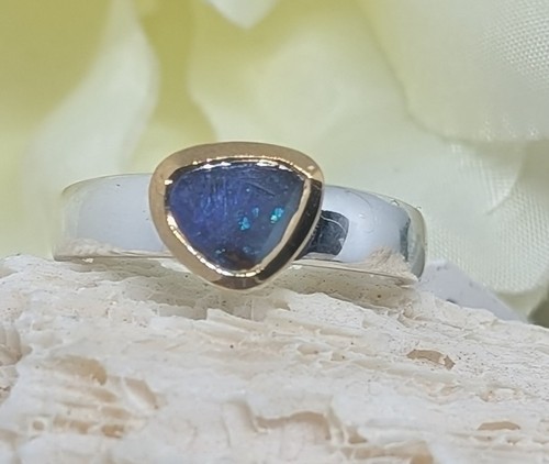 Boulder opal ring - boulder, in