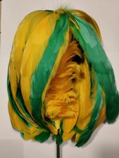 Pickelhauben Federbusch mit Gewinde gelb grün