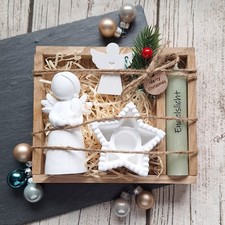 Geschenkset Weihnachten ~ Kerzenbox ~ Stabkerzen Set ~ Deko Kerze in Holzbox